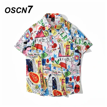 OSCN7 Atsitiktinis Gatvės Atspausdintas Trumpas Rankovės Marškinėliai Vyrams 2021 Havajai Paplūdimio Negabaritinių Moterų Mados Harujuku Marškinėliai Vyrams C117