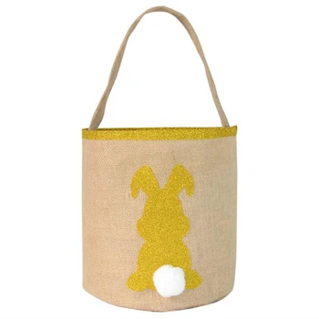 1Pc Naujas Mielas Easter Bunny Krepšelį Monograma Drobė Kibirai Kiaušinių Saldainių Krepšiai su Velykomis Šalis Dekoro Vaikams Nešti Maišą