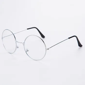 YGL30 Retro apskrito akinių rėmeliai vyrų ir moterų su flat lens akiniai nuo saulės