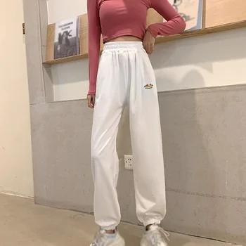 Moterų Prarasti Sweatpants Femme Poilsiu Aukšto Liemens Kelnės Komfortą Paprastų Atsitiktinis Mados Korėjos Sportinio Stiliaus Kelnės
