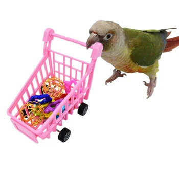 Papūga Paukštis Įspūdį Mokymo Žaislų Rinkinys Mini Plastikinių Pirkinių Krepšelį Kamuolius Ratą GXMA