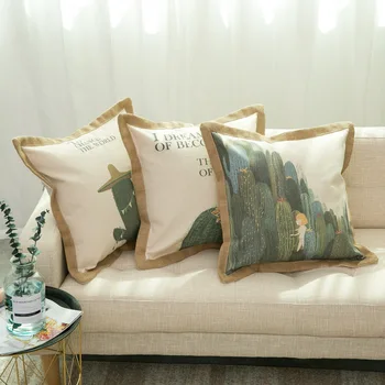 Šiaurės retro flamingo spalvos papūga ribojasi pagalvėlė padengti Amerikos šalyje kaktusas dekoratyvinę pagalvę padengti sofa-lova, kėdės užvalkalas