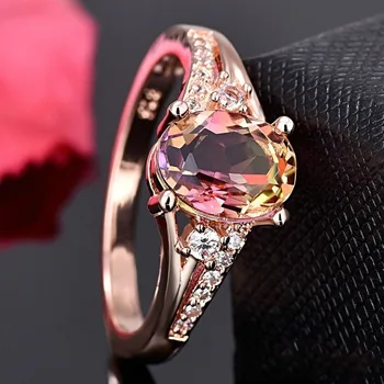 Mados Išskirtinį Rose Gold Alsuoja Spalvos Kristalų Nuotakos Vestuvių Vestuvinis Žiedas Papuošalai