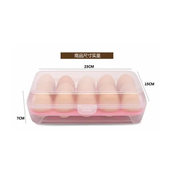 Virtuvė 15 kiaušinių dėžutėje šaldytuve, daržovių ir nešiojamų iškylą kiaušinių laikymo dėžutė plastikinių kiaušinių dėžutės MJ1104