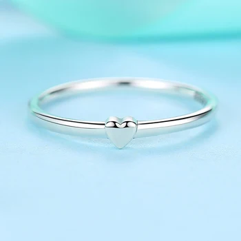 Klasikinis Tiny Širdies Romantiška Žiedas Autentiški 925 Sterlingas Sidabro Paprasta, Vestuvės Vestuvinis Papuošalų Moterims