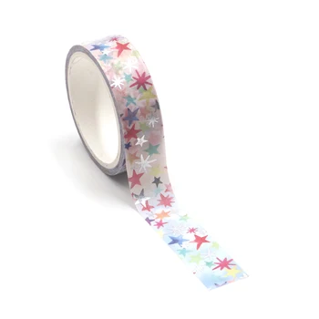 1PC Sidabro folija washi tape spalvinga žvaigždžių juosta kalėdų dekoratyvinis washi tape mokyklos reikmenys
