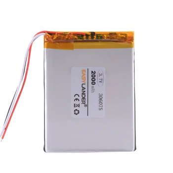 3Wries 306075 3.7 V 2000mAh Li-Polimero Li-ion Baterija GPS Tablet PC 