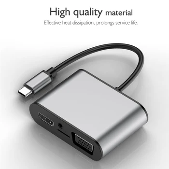 Tipas-C-HDMI Hub VGA PD USB3.0 USB2.0 Audio Portable Home Office Nešiojamojo kompiuterio Pelės OCT998