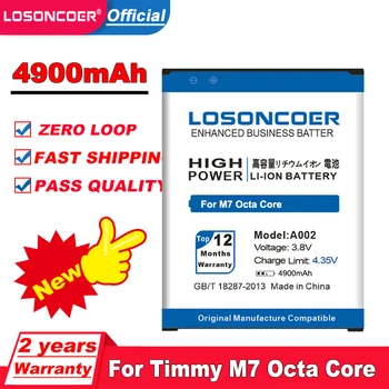 LOSONCOER 4900mAh A002 Baterija Timmy M7 Octa Core MTK6592 5.5 colių mobilųjį telefoną, baterijos