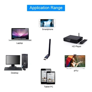 CHIPAL 150Mbps Ralink RT5370 Belaidžio Tinklo Kortelė Mini USB 2.0, WiFi Adapteris, Antena, PC, LAN, Wi-Fi Imtuvas Dongle 802.11 b/g/n