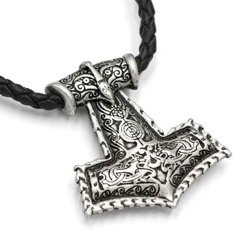 Amuletas PAKABUKAS Karoliai Vikingai Varnas Thor ' s Hammer Pakabukas Karoliai Originalus Gyvūnų Viking Papuošalai