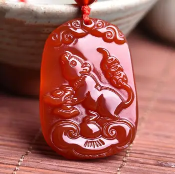 Natūralus Raudonasis agatas pakabukas Kinų zodiako Raudonojo agato pakabukas Papuošalai moteris, ir vyrus