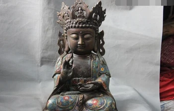 Daina voge perlas S1345 16 Tibeto Bronzos, Vario Cloisonne Kwan-yIin Guan Yin Boddhisattva Deivės Statula