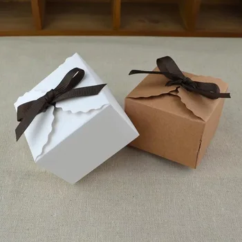 10vnt 6.5cmX6.5cmX4.5cm retro Kraft Popieriaus Dėžutė su Dėkojame Žymeklį saldainių dėžutė pakavimo derliaus kaimiškas vestuves dovanų dėžutėje reikmenys