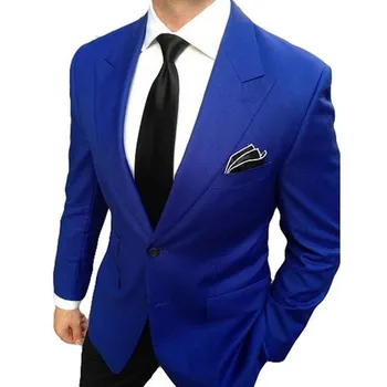 Linyixun Užsakymą Royal Blue Men Tiktų Vestuvių 2Pieces(Striukė+Ziajać+Kaklaraištis) Atsitiktinis Prom Tuxedos Masculino Slim Fit Mens Kostiumai