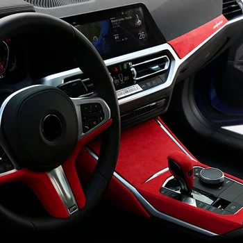 2VNT Automobilio Vairo Apdaila Padengti Apdaila Red Suede Vidaus Apdaila už BMW 3 Series 320I 325I 2020 m.
