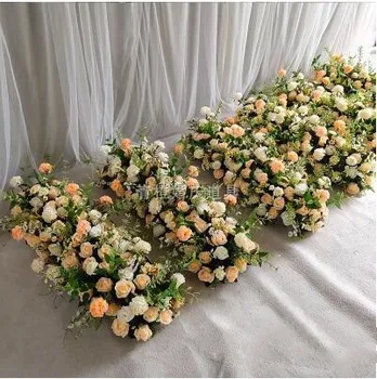 Nauja stiliaus vestuvių rekvizitai gėlių kompozicijų viešbutis sveiki išdėstymas gėlių etape podiumo gėlių kelias, gėlių eilėje gėlių eilės