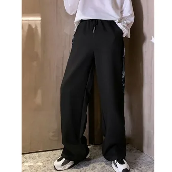 Homens derliaus em linha reta calça atsitiktinis masculino streetwear moda hip-hop solto perna larga haremas calças corredores sweatpants