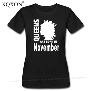 XQXON 2019 naujas vasaros cool dizaino gimtadienio dovana lady t-shirt Queens Yra Gimę lapkričio Moterų Marškinėliai W44