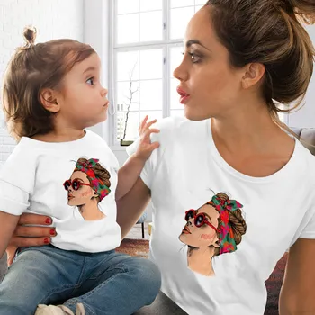 Naujos Gatvės Mados Motina ir Dukra Šeimos derinti Drabužius Gotikos marškinėliai Balti Atsitiktinis Mamytė ir Man Šeimos Marškinėliai