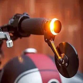 2vnt LED Motociklo Rankenos Gale Posūkio Signalo Lemputė Geltona Universalaus 22mm Indikatorius Flasher išilginis Indikatorių Šoninis Gabaritinis Žibintas