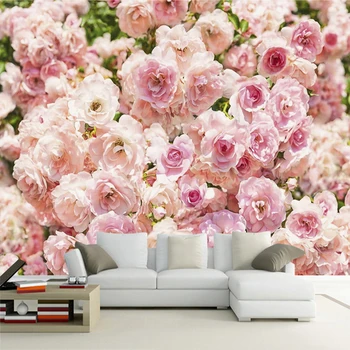 Romantiška Rožinė Rožė Gėlių Fone Sienų Freskomis Vestuvių Namas Kambarį Namų Dekoro Foto Tapetai Papel De Parede Gėlių 3D