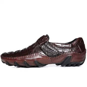 VVbrown naują atvykimo krokodilas vyrų batai naujų verslo laisvalaikio Tikros krokodilo odos vyriška avalynė banga ruda vyrų batai