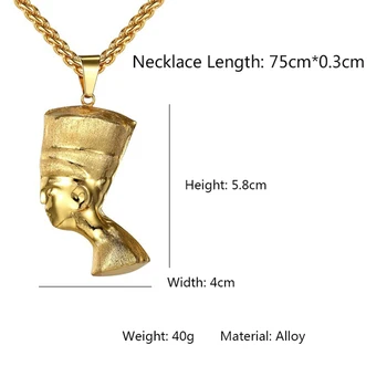 Vyrai Jewelley Senovinių Egipto Karalienės Nefertitės Faraono Statula Pakabukas Lydinio Ahkn Afrikos Senovės Aura Karoliai Amuletas Apykaklės