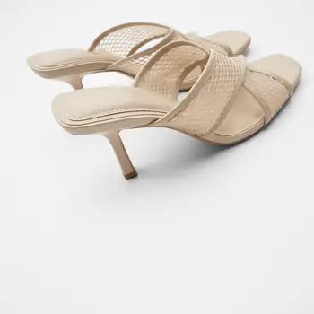 SOUTHLAND Vasaros nauji moteriški bateliai Smėlio spalvos akių Aukšto kulno stiletto sandalai