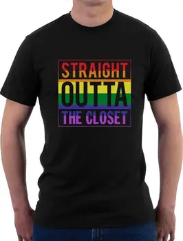 2019 Karšto pardavimo Vasaros Mados Stilius, Straight Outta Spinta Gėjų ir Lesbiečių Išdidumo T-Shirt Vaivorykštės Vėliava Tee marškinėliai