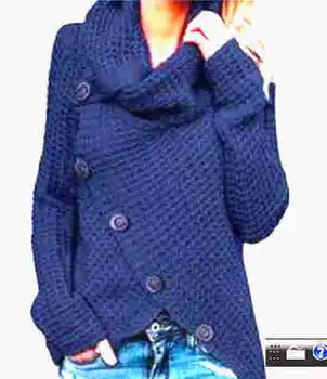 Moterų Megztinis Atsitiktinis Ilgomis Rankovėmis Kietas Mados Žiemos Trikotažas Poliesteris Kailis Office Lady Elegantiškas Megztinis Drabužiai Plius Dydis
