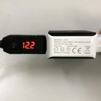 QC3.0 USB 5V 9V 12V Reguliuojamas Įtampa 5.5x2.5mm Elektros Laidas Maršrutizatorius LED