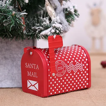 Kalėdų Dekoro Pašto Dėžutės Formos Saldainiai Dovanų Geležies Lauke Santa Claus Sniego Spausdinti Sandarų Indelį Pakavimo Dėžės Namų Puošybai