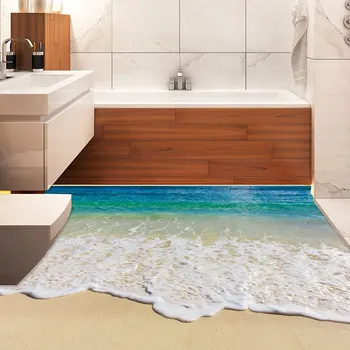 Fanxi Produktų 3D Grindų Lipdukai Bangos Paplūdimio Grindų Viziją, Vonios kambarys, Virtuvė, Durų Dekoratyvinės Sienų Lipdukai Fx82043