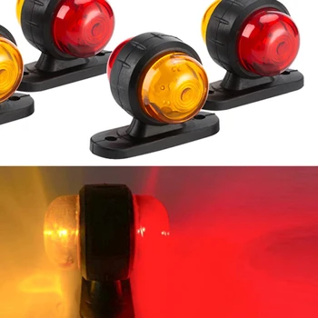 2x Raudona su geltonu posūkiu Šoniniai Gabaritiniai LED Šviesos Lempos Kontūras Sunkvežimių Priekabos Van Autobusų 12V