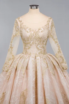 2019 prabanga shinny vestuvių suknelė chalatas de soiree ilgomis rankovėmis, O ant Kaklo nuotakos suknelė mariage gražus vestuvių suknelė abendkleider