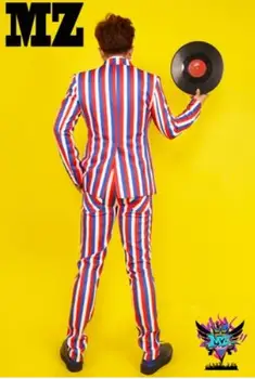S-5XL Naujas naktinis klubas Vyrų drabužiai dainininkas DJ GD asmenybės juostele plonas kostiumas nustatyti plius dydis vyrų etape kostiumai oficialų suknelė