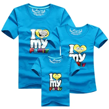 Tėvų-Vaikų Drabužių Šeimos Atitikimo Komplektus T-shirt Naujas Vasaros Šeima Atrodo Kostiumai Mama, Tėtis, Vaikai trumpomis Rankovėmis T Shirts