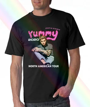 Justin Bieber marškinėliai Šiaurės Amerikos Turas 2020 M marškinėliai, Dydis Vyrų Juoda S 3Xl