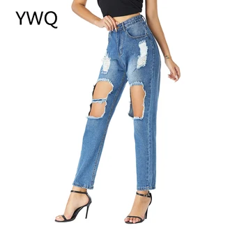 Kankina Baggy Kelnės Moterims Aukšto Švaistomi Ripped Jeans Aukštos Streatwear Cargo Džinsai Vintage Korėjos Moterys, Tiesios Kojos Kelnės