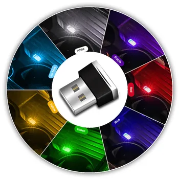 Daugiafunkcis Mini USB Šviesos diodų (LED) Modeliavimo Lengvųjų Automobilių, Aplinkos Šviesos Neonas Interjero Lengvojo Automobilio Salono Automobilio Interjero priedai