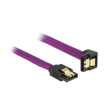 Violetinė Rankovėmis 18 colių Premium 180 iki 90 laipsnių 6Gb/s SATA3 DUOMENŲ kabelis m/ užraktu Užraktas už SATAIII HDD Kietojo disko Disko/ SSD