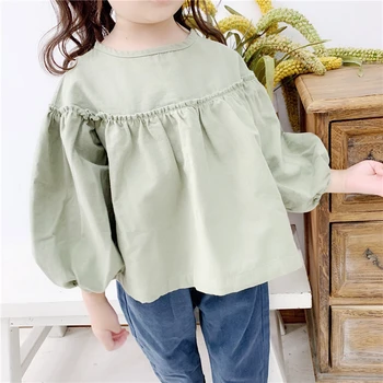 Koodykids 2020 M. Derliaus Mergina Pavasarį Marškiniai, Palaidinės Prarasti Žalia Mergaitė Vaikai Viršūnes Korėjos Stiliaus Žaliai Mergina Naujas Rudens Apranga