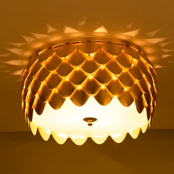 Šiaurės Post šiuolaikinės Atmosferos kambarį Lubų šviesos Restoranas pinecone modelis Lubų montuojamas lempos Aukso aliuminio korpuse