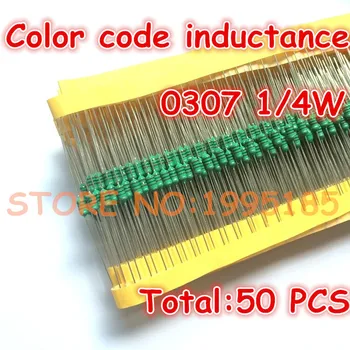 50pcs/daug 0307 1/4W 12UH Spalvos kodas induktyvumą 0307-120K spalvos žiedas induktyvumą