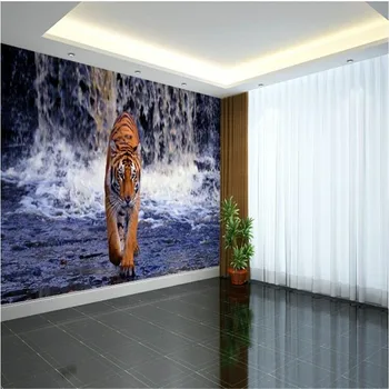 Beibehang Šiuolaikinės foto tapetai, sienų tapyba, modernus gyvenamasis kambarys, TV foną, 3d stereo krioklys tigras sienos freskos