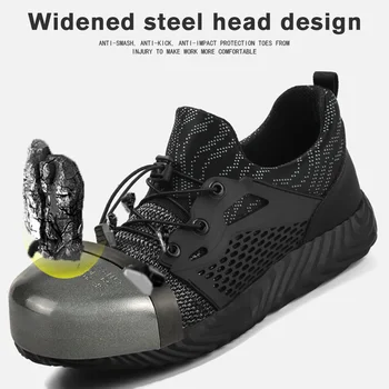 Naują Atsitiktinis Vyrų Sneaker Lengvas Dėvėti, atsparus Kvėpavimo Plieno Toe Cap Anti-smashing Anti-punkcija Saugos Minkšto Dugno