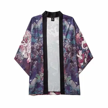 Vyrų, Moterų Mados Cardigan Japonija Harajuku Plonas Chalatas, Drabužių Anime Spausdinti Japonų Stiliaus Atsitiktinis Kimono Streetwear