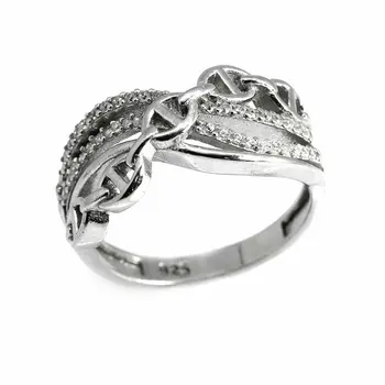925 sterlingas Sidabro Cirkonis Akmuo, Grandinės Projektavimo Lady 'S Ring