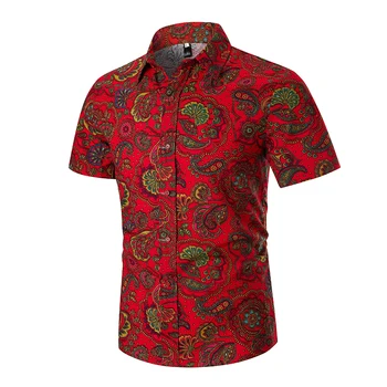 Vyrai Ploni Skalbiniai Gėlių Spausdinti Havajų Marškinėliai Trumpomis Rankovėmis Mados Plius Dydis Atsitiktinis Slim Fit Summerwear Vyrų Viršūnių Socialinės Marškinėliai